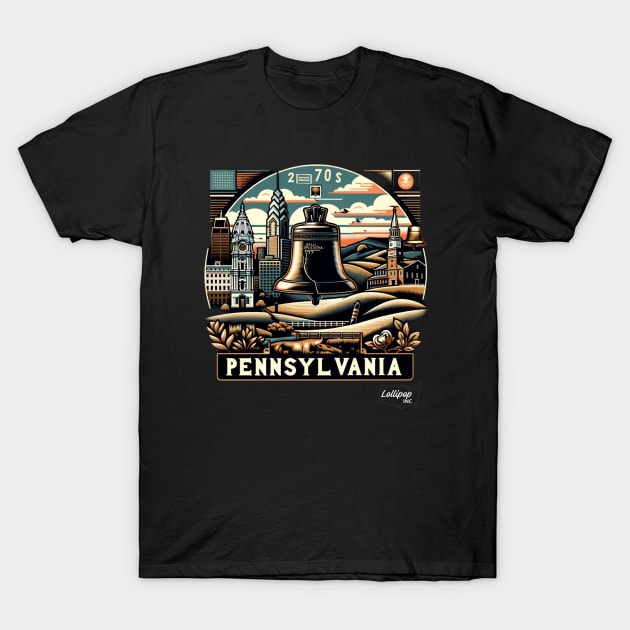 Keystone Kudos: Pennsylvania's Tribute - American Vintage Retro style USA State T-Shirt by LollipopINC